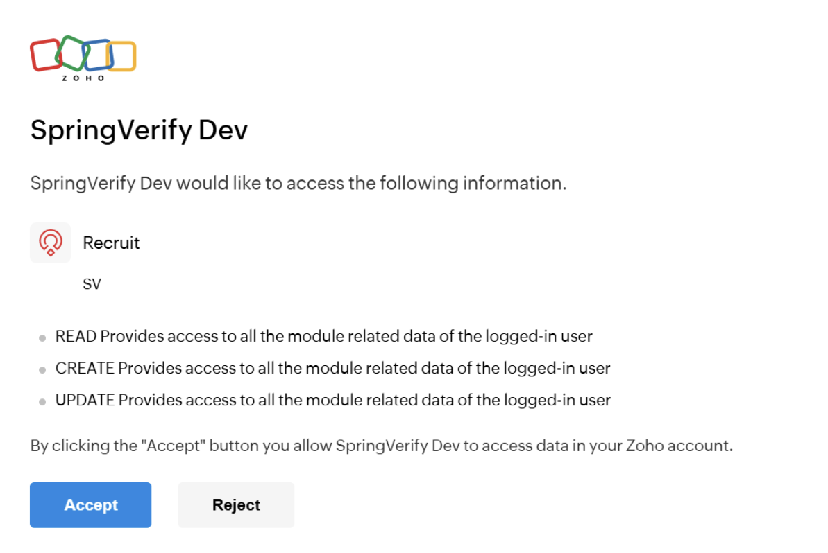 SVIN -Zoho Recruit Integration